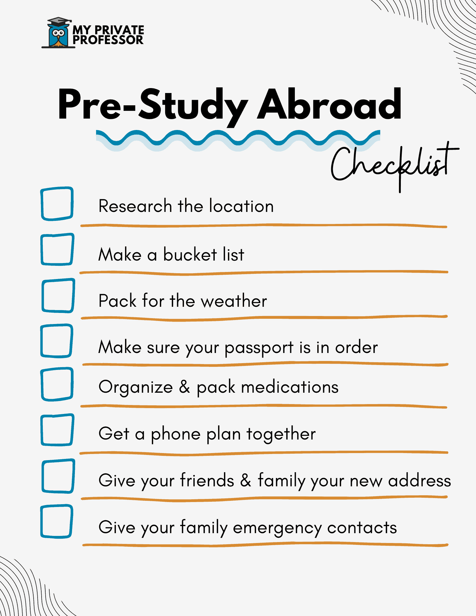 study abroad checklist